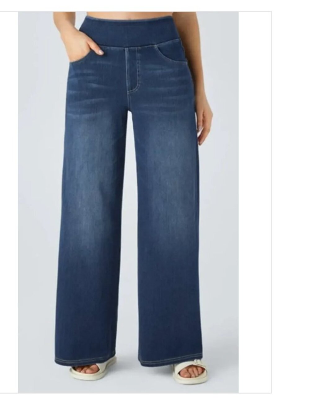 Halara Flex™ High Waisted Pockets Baggy Wide Leg Washed Casual Jeans NWT XS